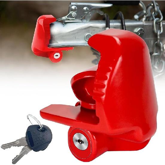 Trailer Hitch Locks With Keys, Fits 1-7/8 2-5/16 2 Inch Ball Hitch Lock Coupler Adjustable Tongue Lock Heavy Duty Steel For Vehicle Trailer Boat And