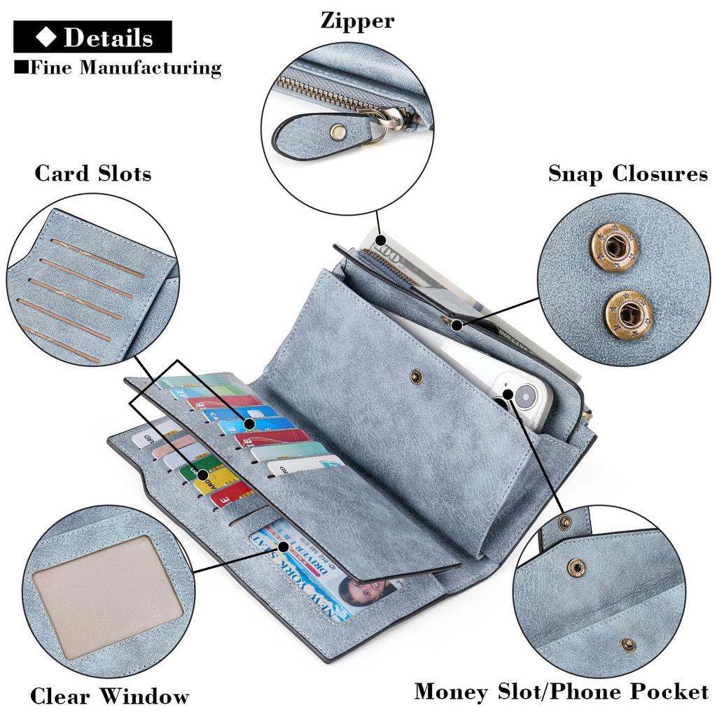 Long Genuine Large Soft Coin Card Bill Gift Wallet [SENDEFN] Women's Wallet, Bi-fold Wallet, Leather, Capacity, Touch, Multifunctional, Purse,