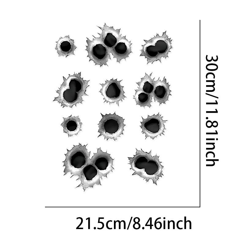 

1Set 3D Effect Bullet Hole Motorcycle Stickers Waterproof Motorbike Fuel Tank Helmet Scooter Car Window Universal Vinyl Decals 21.5x30CM