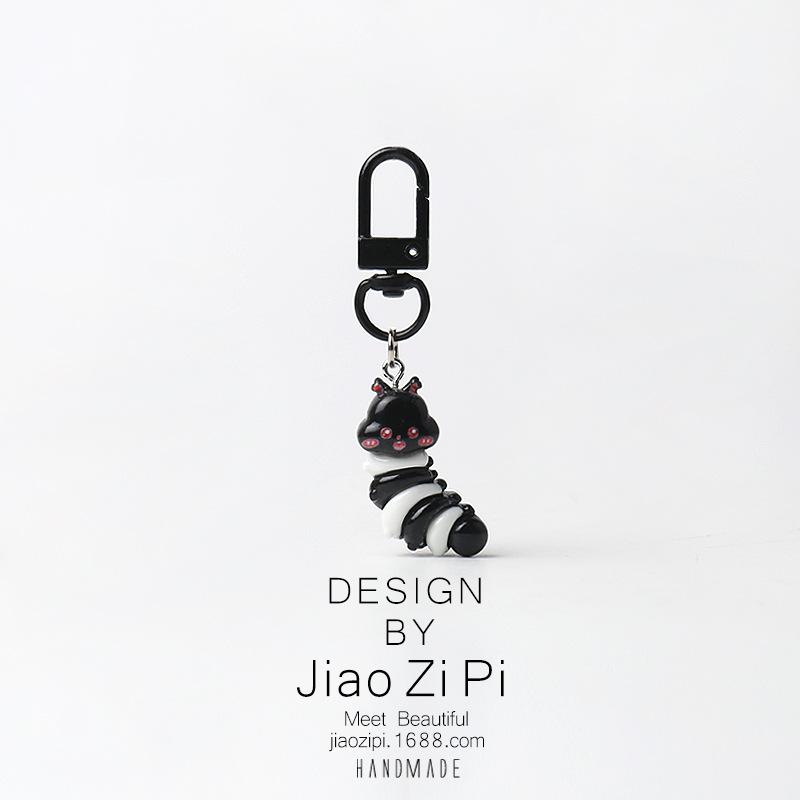 Customized Cartoon Caterpillar Keychain: Versatile Ornament for Bags & Schoolbags