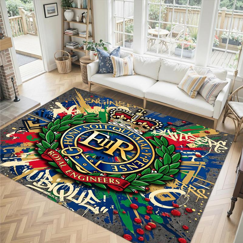 Royal Engineers A.F.C Design Crystal Velvet Carpet Cozy Non?Slip Printed Rug For Bedroom Living Room Entrance
