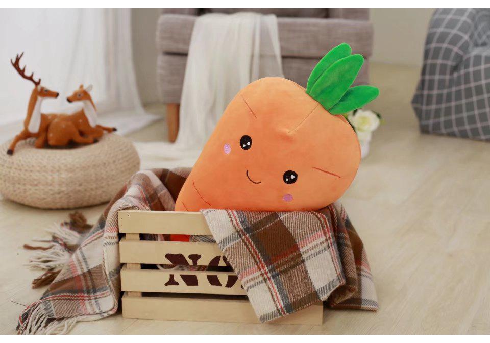 Smiling Face Down Cotton Carrot Hug Pillow Plush Toy for Kids Girls Birthday