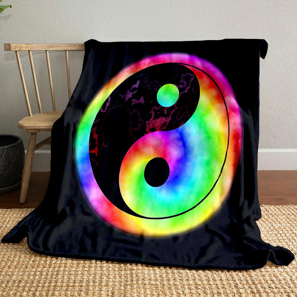 Rainbow Yin Yang Design Blanket print blanket soft and cozy perfect for the living room bed sofa or a nap,gift