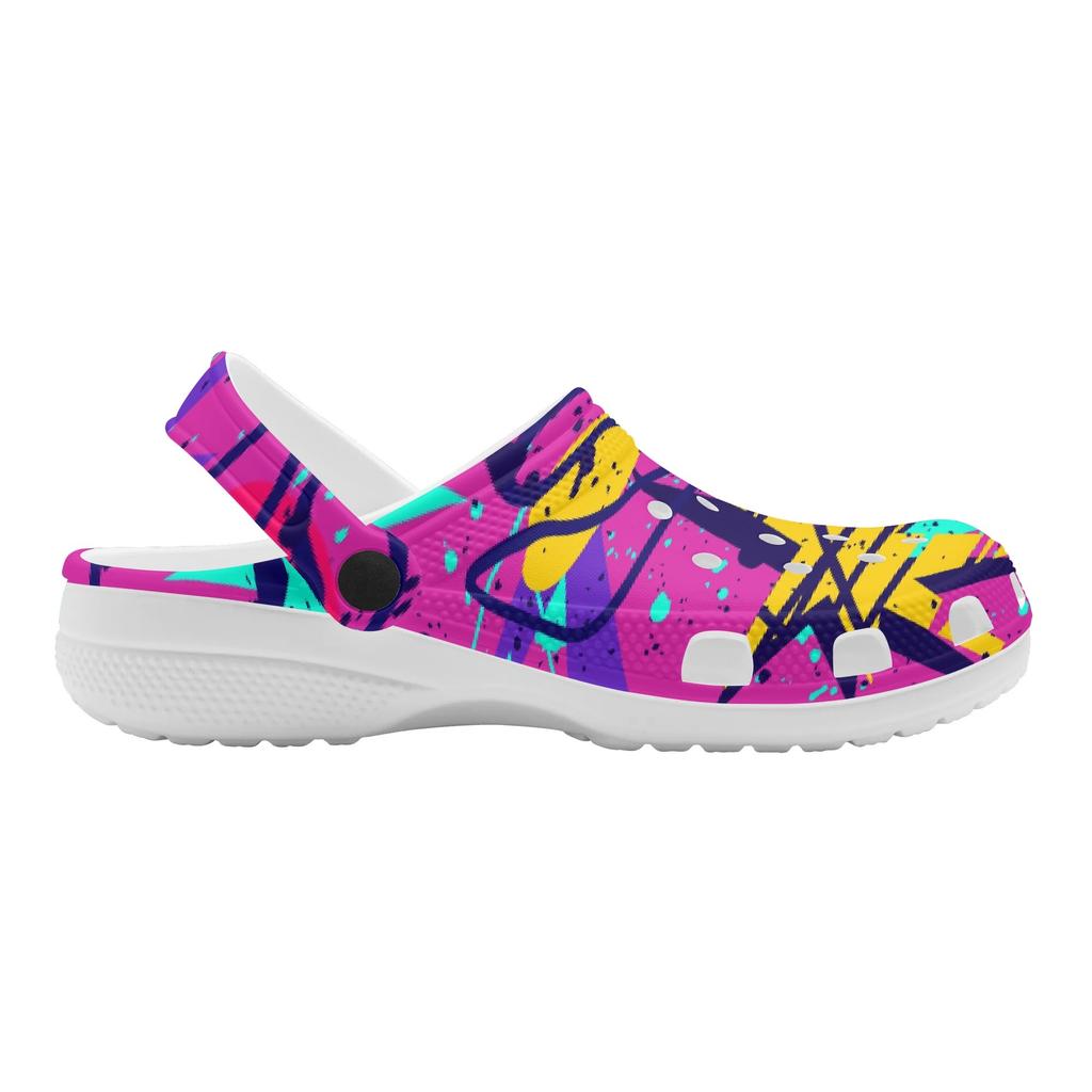 Unisex EVA Garden Shoes Color Printed Lightweight Breathable Slip On Clogs Beach Pool Bathroom Home Summer Wear Soft Comfort