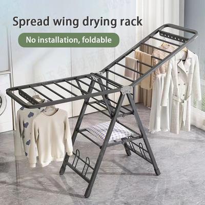Foldable Clothes Drying Rack Laundry Rack Stainless Steel Thickened Drying Rack Household Indoor Balcony Baby Cool Hanger