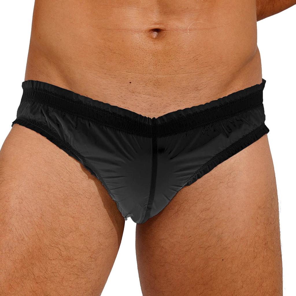 Mens Waterproof Briefs Low Rise Elastic Waistband Bulge Pouch Swim Underwear for Pool Parties