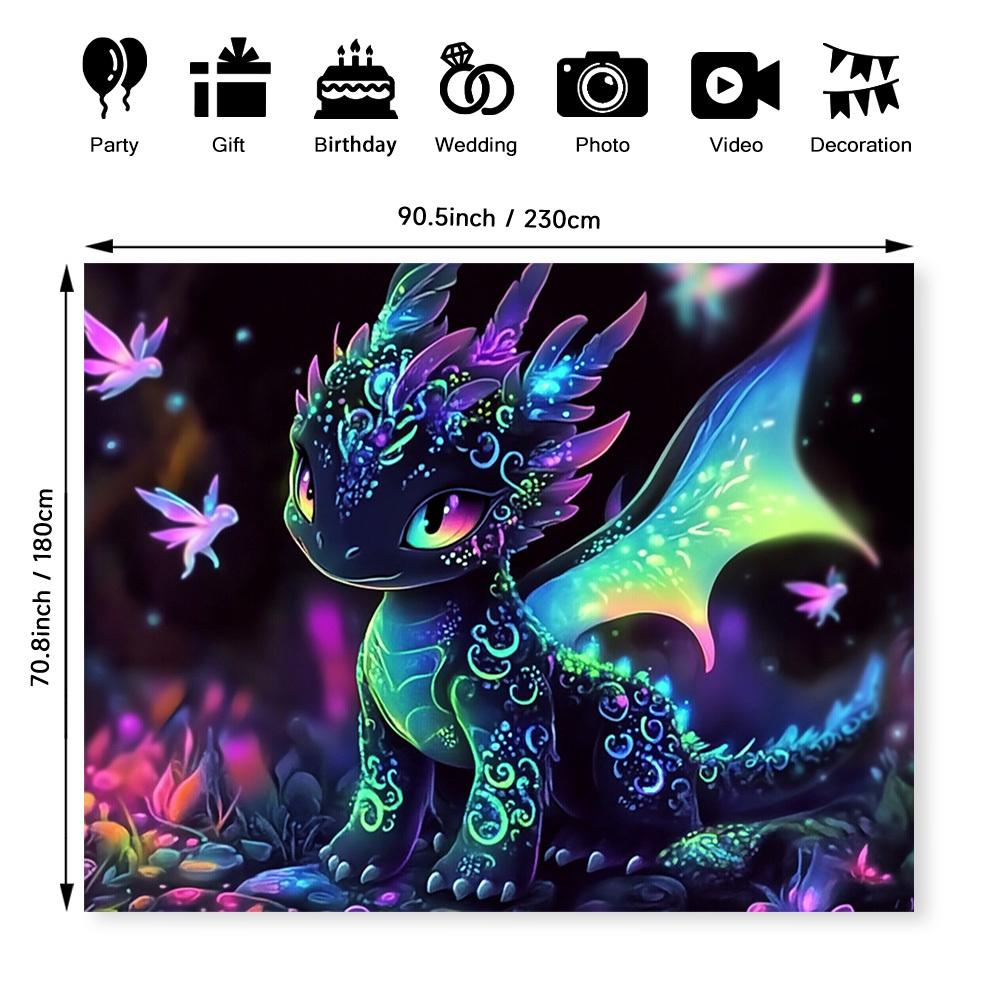 

VIKAMA Magical Dragon Tapestry Featuring Fluorescent Patterns Suitable For Home Decoration and Vibrant Ambiance Decor 74x94cm(29x37in)