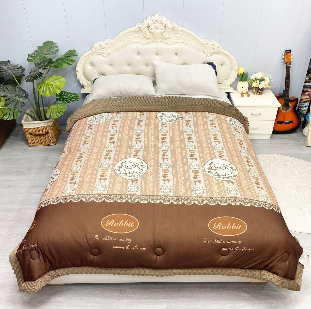 Cozy Winter French Knitted Cotton Blanket - Machine Washable, Warm, Skin-Friendly, Thickened Fleece Quilt