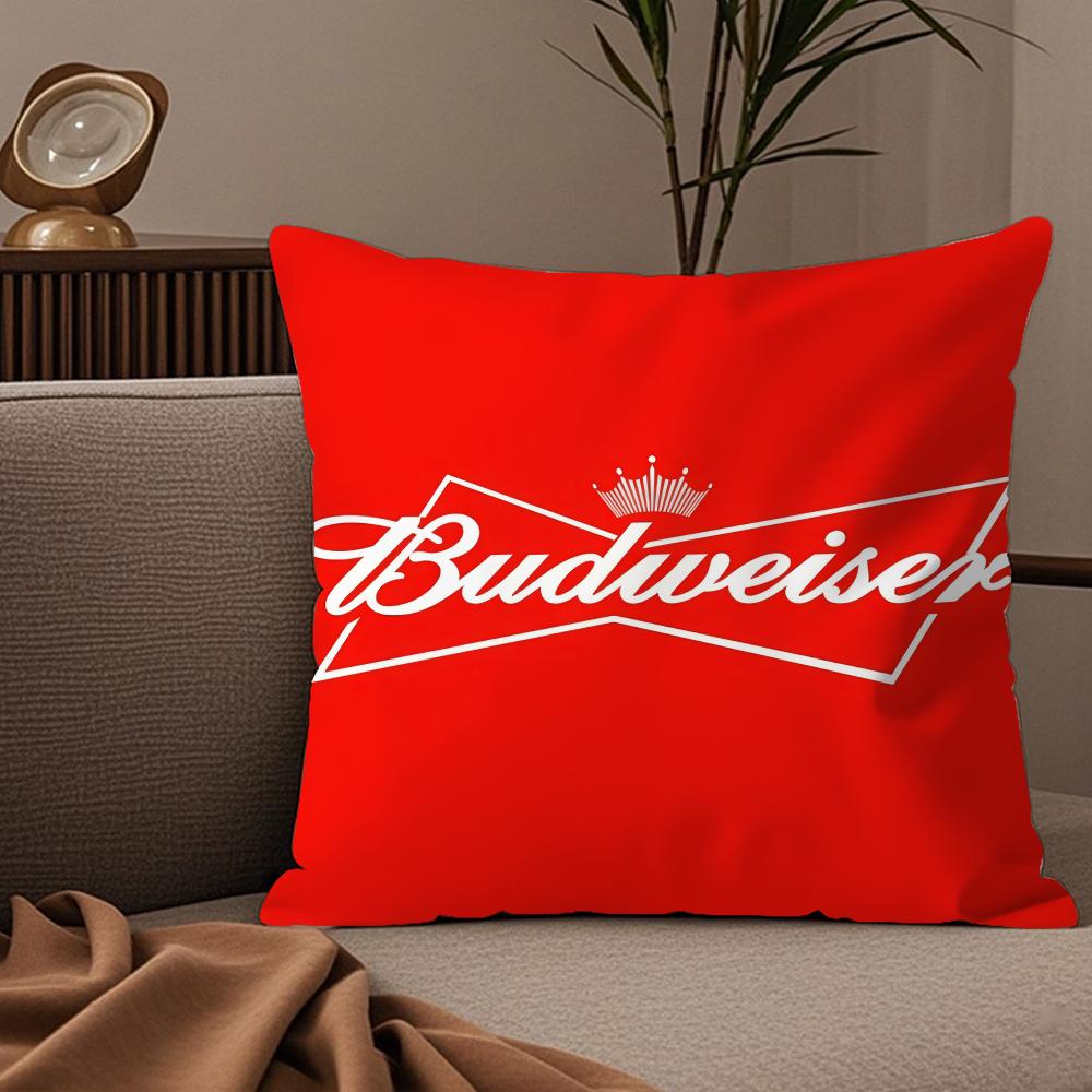 Federa per Cuscino Classica Birra Budweiser Tessuto Peluche Morbido Stampata Double-Sided Divano Caldo Inverno Casa Regalo Bambino Federa
