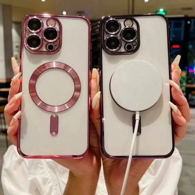 Dla iPhone 14 Galwanizowane Premium Magnetyczne Etui Dla iPhone 14 Pro Max Miękki Pokrowiec na Telefon z Bezprzewodowym Ładowaniem Dla iPhone 14 Plus