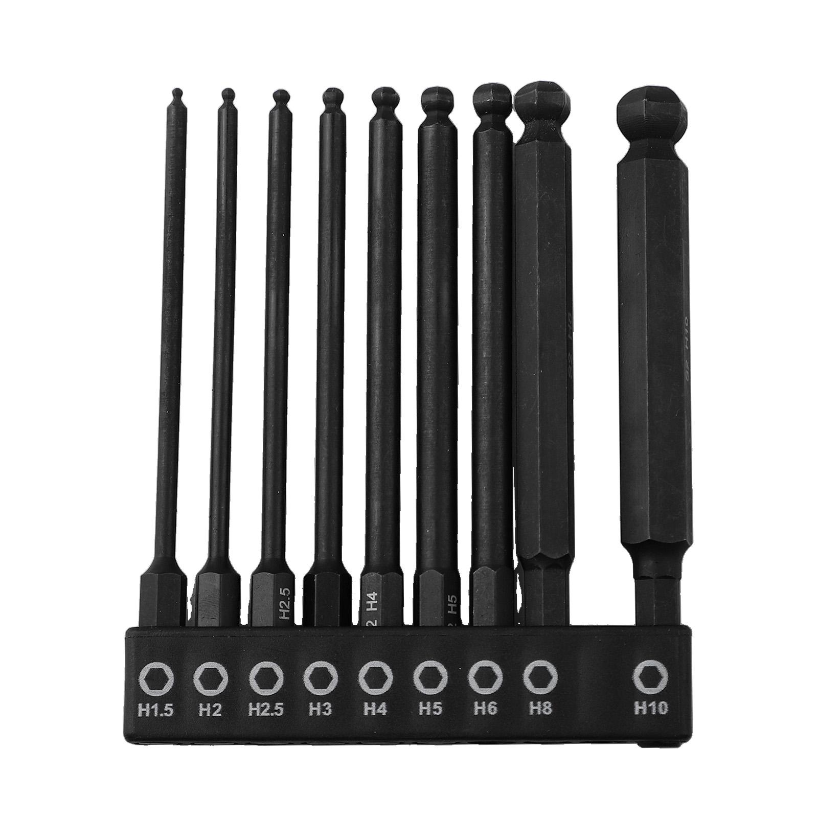

9pcs 1.5mm-10mm Hex Screwdriver Bit Set 100mm Length 1/4 Inch Shank Long Ball End Ball Magnetic Hex Screwdriver Bit Hand Tools