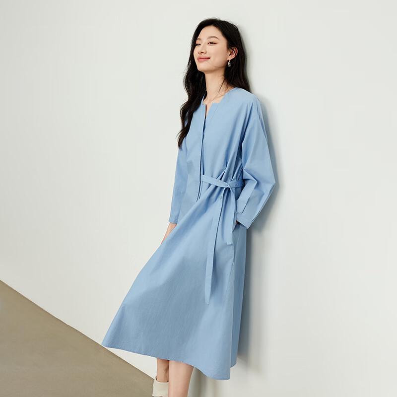 JOY SPEAKER Women's Casual Long Sleeve A-Line Shirt Dress