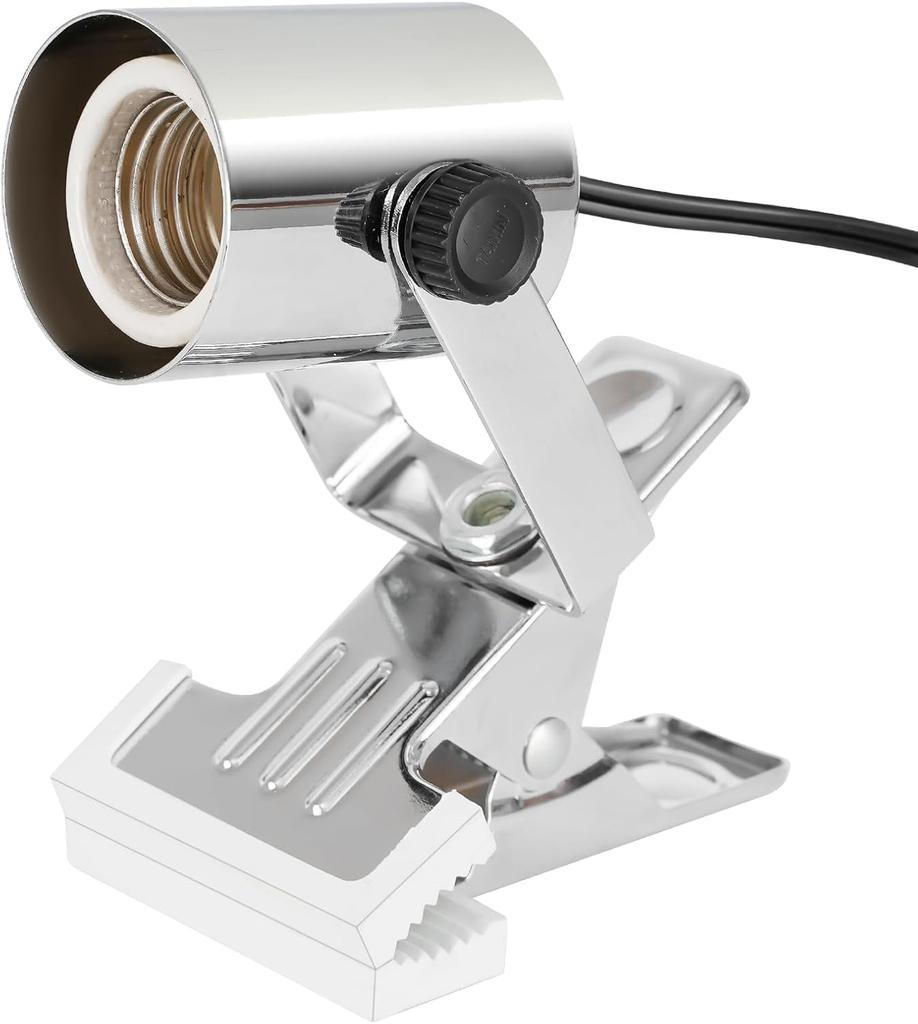 Dotoy Clip Light Desk Lamp for Plants, Turtles, Amphibians, and Reptiles, Energy-Saving LED, Chrome, E26 Bulb Not Included