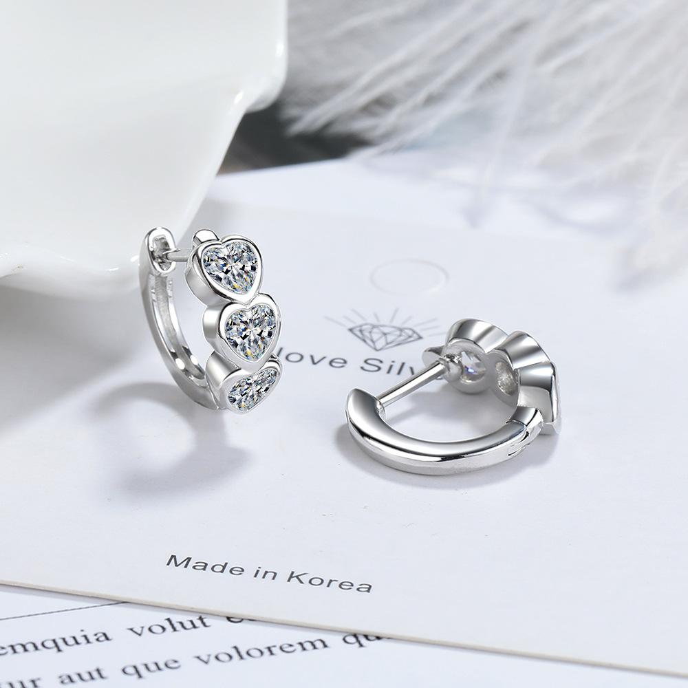 2026 Heart Diamond Earrings Blue Zircon Ear Buckles Earrings Femininity Love Earrings