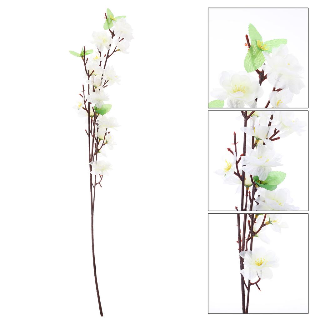 65cm White Artificial Peach Blossom Branches Fake Flower Stems for Home Decor