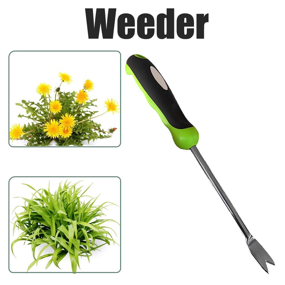 Stainless Steel Manual Weeder Root Remover Loosener Green Garden Tool