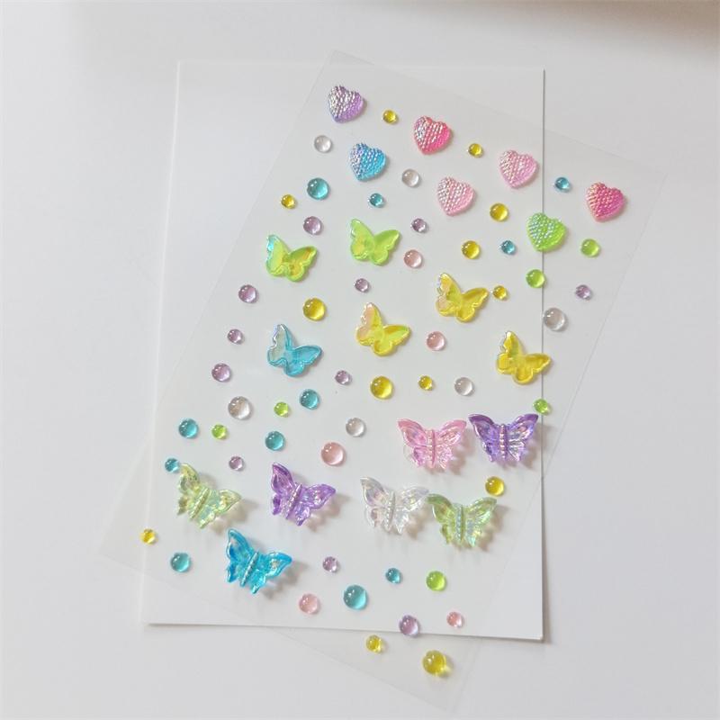 Multi-Color Rhinestones Glittery Stickers Love Butterflies Makeup DIY Eyes Face Jewels Stickers Suitable for Dance Performances Parties Stage Cosplay