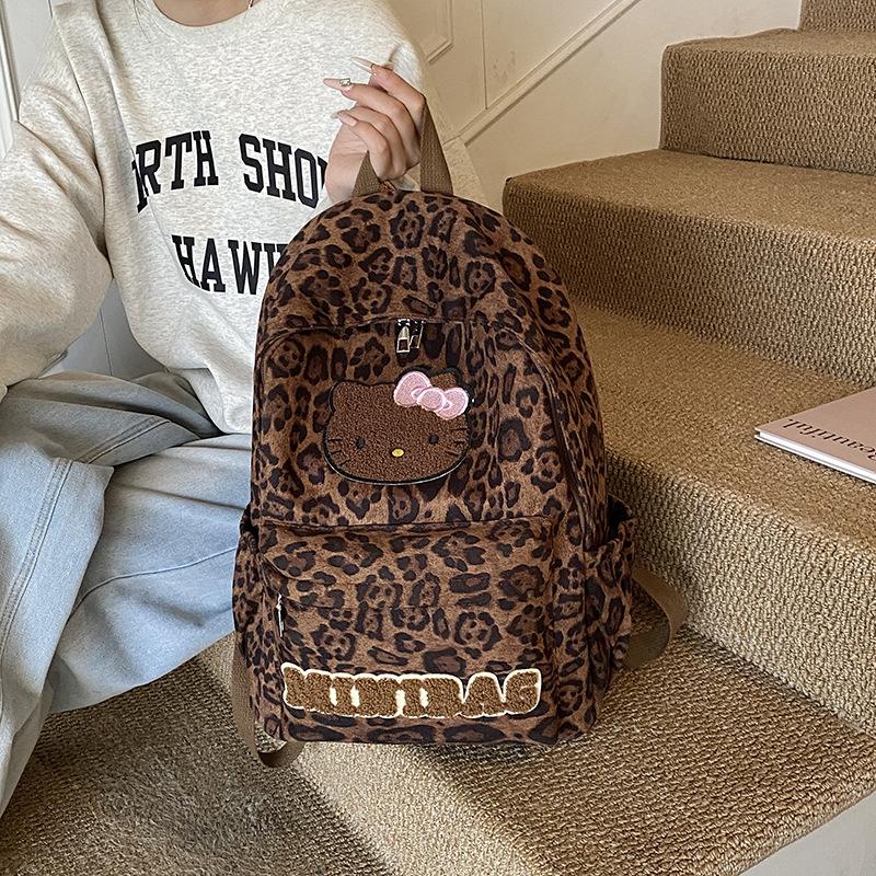 Fashion Large-Capacity Primary School Schoolbag Trendy Cool Leopard Print Boys And Girls Backpack Cartoon Cute Kitten Children'S Backpack