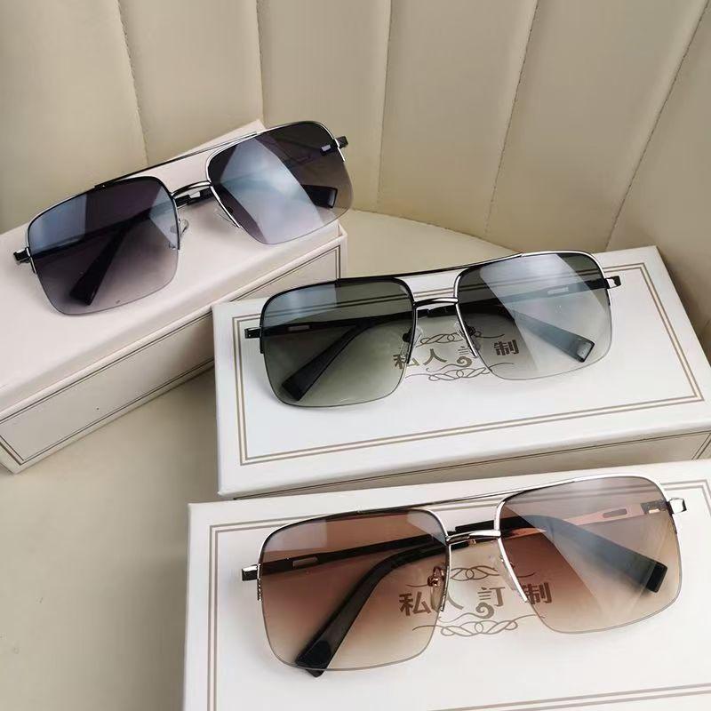 Vintage Square Frameless Man Sunglasses Classic Sunglasses Women Wide Bridge Metal Frame Black Lens Driving Eyewear