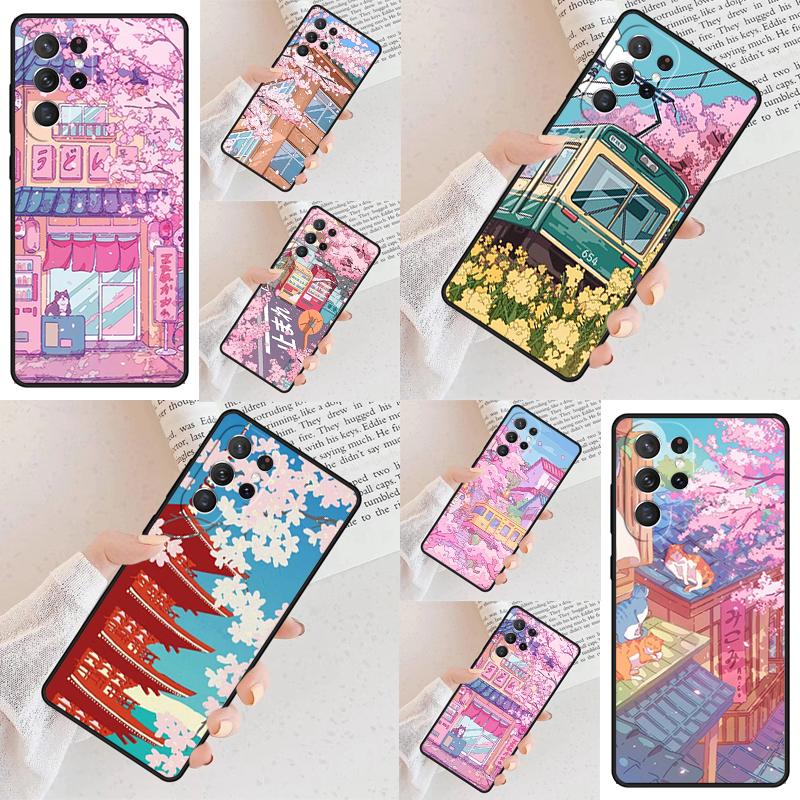 Tokyo Sakura cherry blossom landscape Cell Phone Case for Samsung Galaxy S26 Ultra S25 S24 S23 S22 S21 S20 Note10 Cover