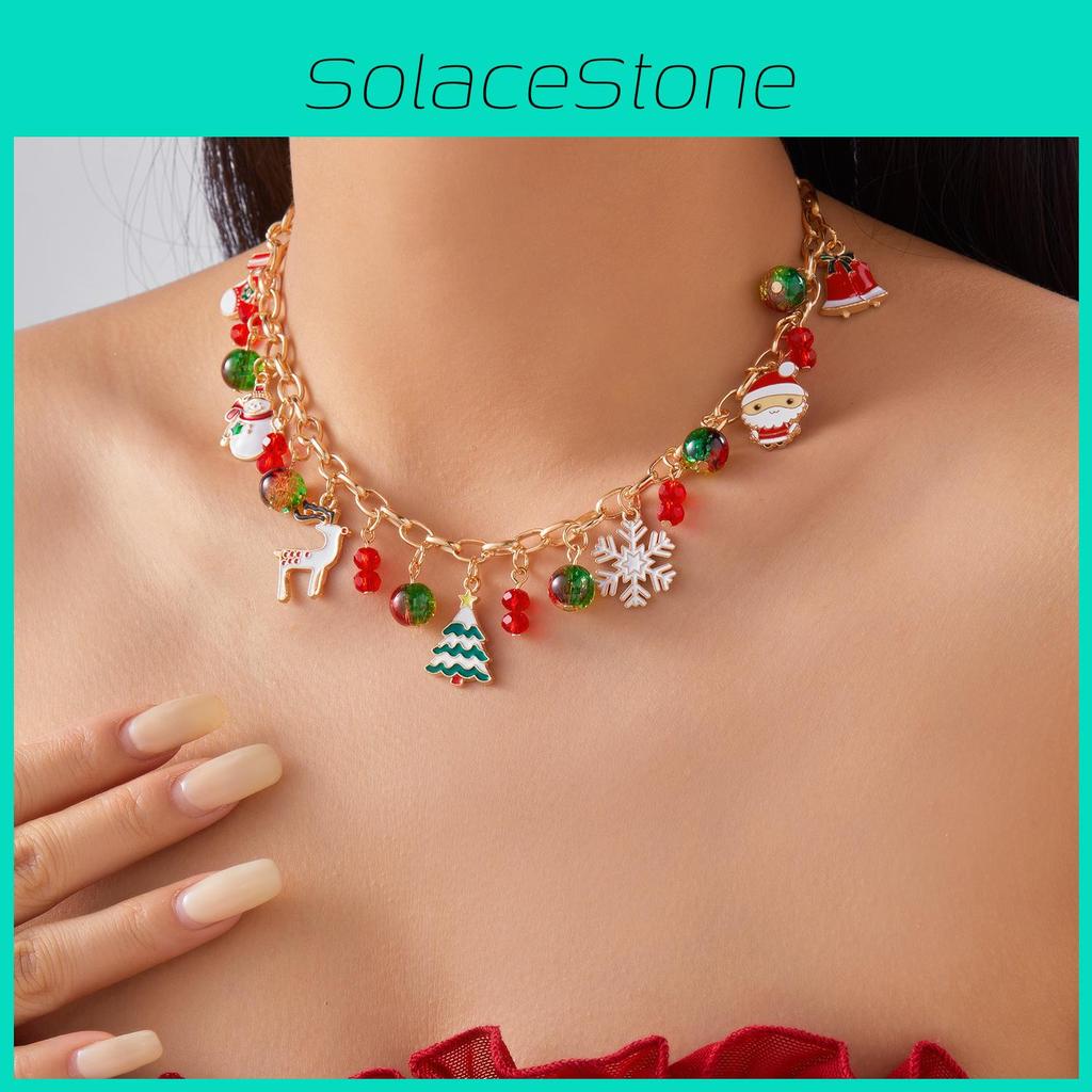 Weihnachts-Schneeflocken-Anhänger-Halskette mit Legierungskette für Damen und Herren
