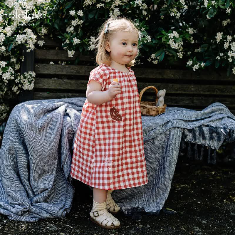 LELE JOVE Girls' Nordic Plaid Vest Dress
