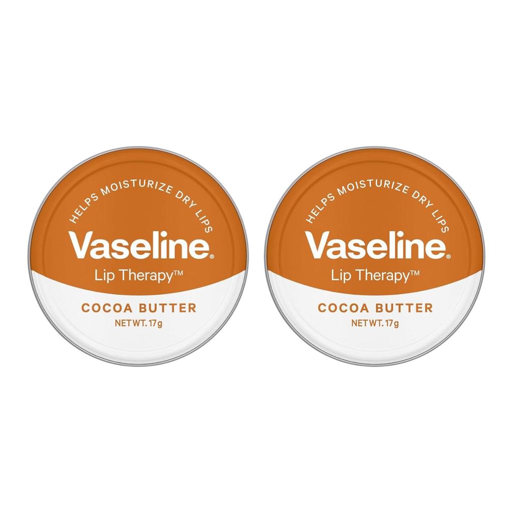 Vaseline Lip Tins Cocoa Butter 17 G Pack Of 2 Moisturizing Lip Balm For Dry Lips With Glossy Shine