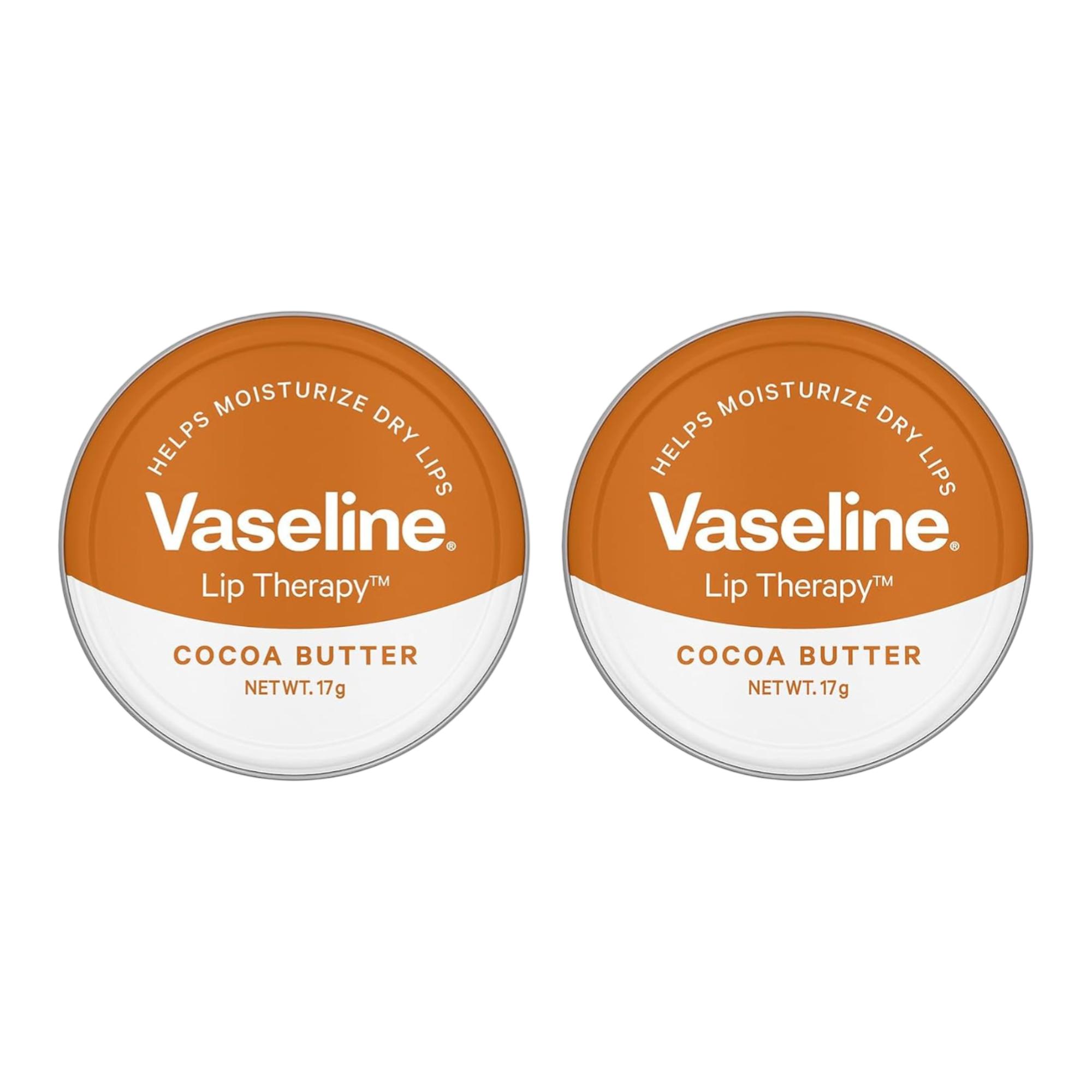 Vaseline Lip Tins Cocoa Butter 17 G Pack Of 2 Moisturizing Lip Balm For Dry Lips With Glossy Shine