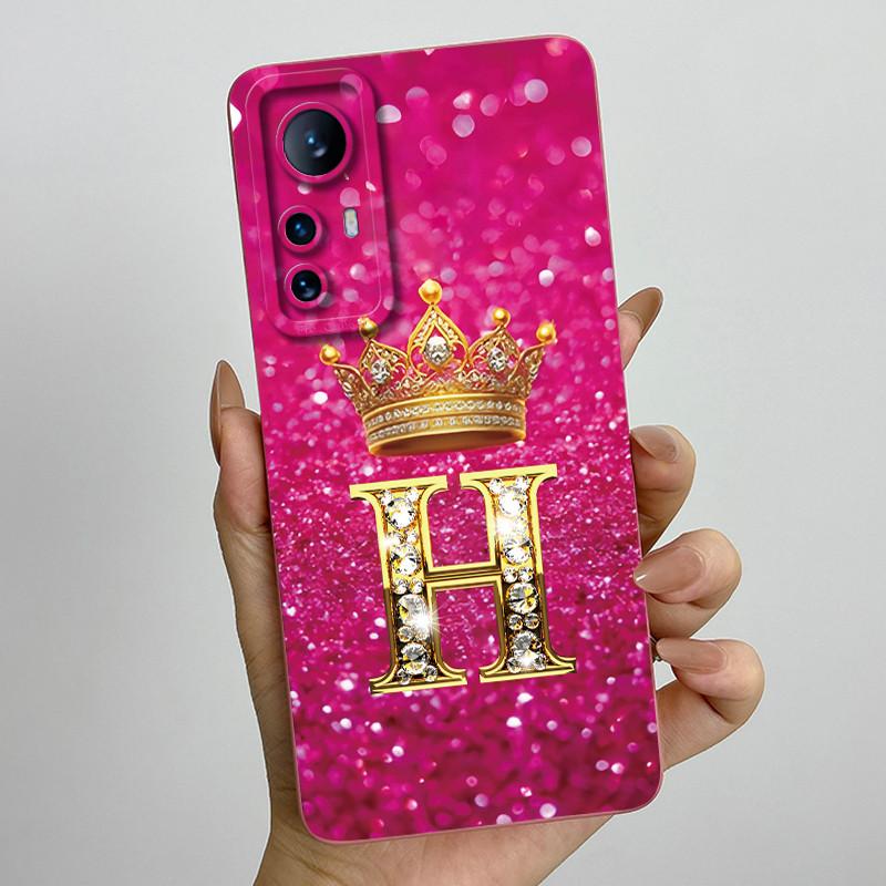 For Xiaomi 12 Lite Case Xiaomi 12T Pro 5G Casing Crown Letter Couple Phone Case Soft Liquid Silicone Lens Protective Back Cover