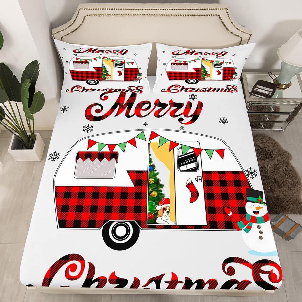 Christmas-Themed Pattern Mattress Three-Piece Digital Printing Mattress Bedding Set Adult Children