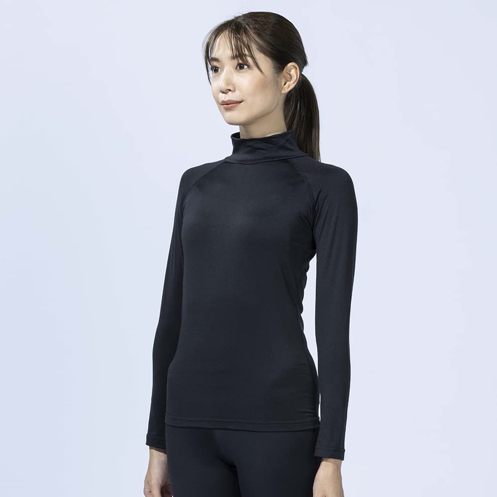 Otafuku Gloves BT Power Stretch Thermodeo Size M Women's High-Neck Shirt, Black, (JW-269)