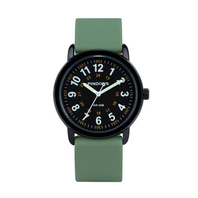 PINDOWS Women's Analog Quartz Watch with Silicone Band, Highly Visible, Waterproof, Unisex, Luminous Dial for Easy Reading, 1224-Hour Display,