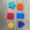 6Pcs/Set Silicone Geometric Sensory Toy Textured Rectangle Square Circle Triangle Pentagon Star Sensory Stone Anxiety Stress Relief Fidget