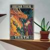 Brush Your Teeth Dragon Tin Sign Vintage Metal Tin Signs Wall Decor for Living Room Backyard Garden Garage Bar Retro Metal Sign