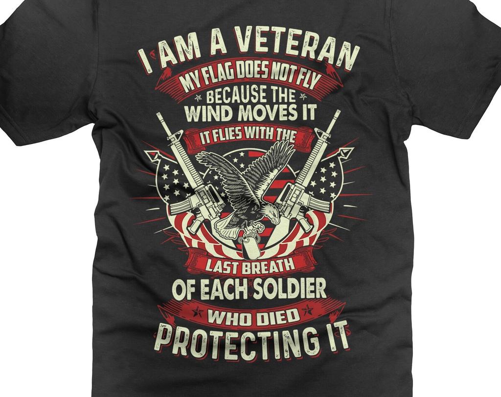 Mens I Am A Veteran T-Shirt USA Patriotic Shirt AR-15 Pro Gun Shirts Father's Day Patriotic Shirts USA Soldier Shirts For Him Dad Husband