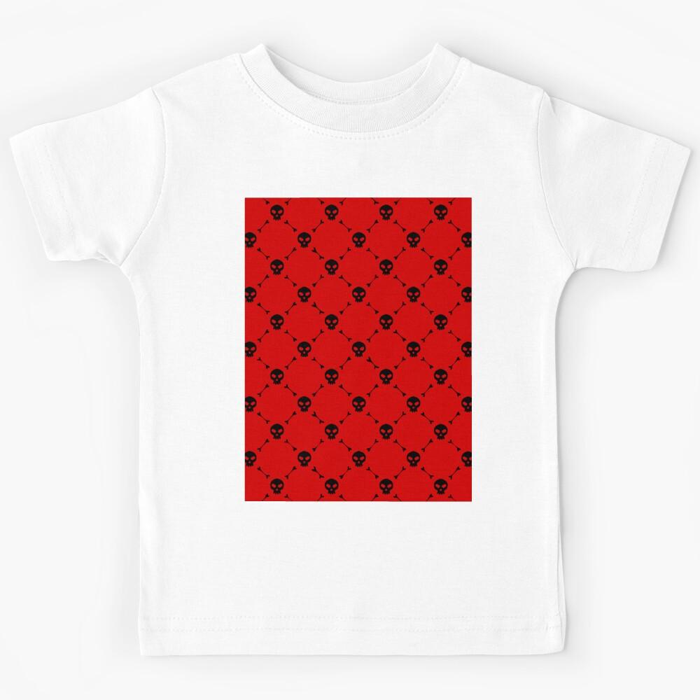 red halloween skull crossbones print Kids T-Shirt 130