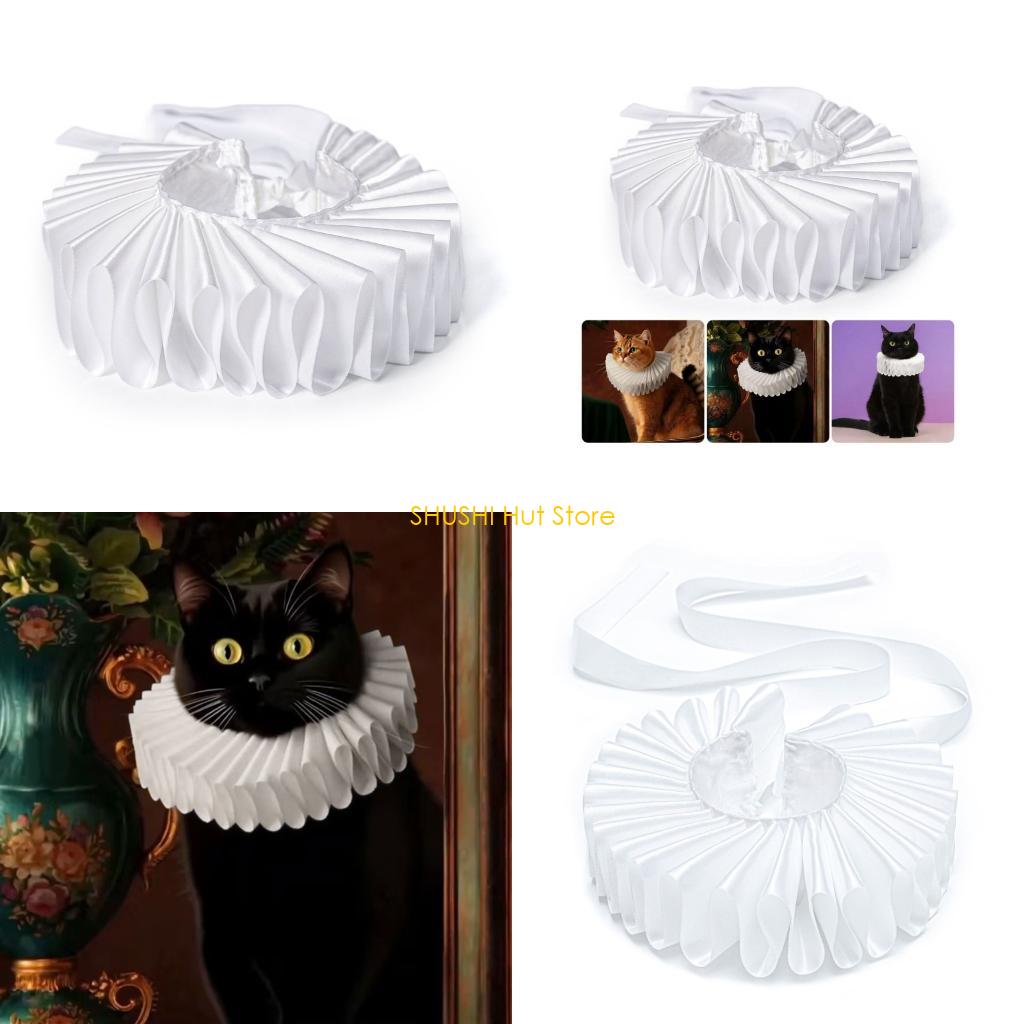 

Elegant White Ruffled Dog Cats Collar Adjustable Medieval Royal Pet Costume Accessories for Halloween Photo Shoot D57B China Mainland
