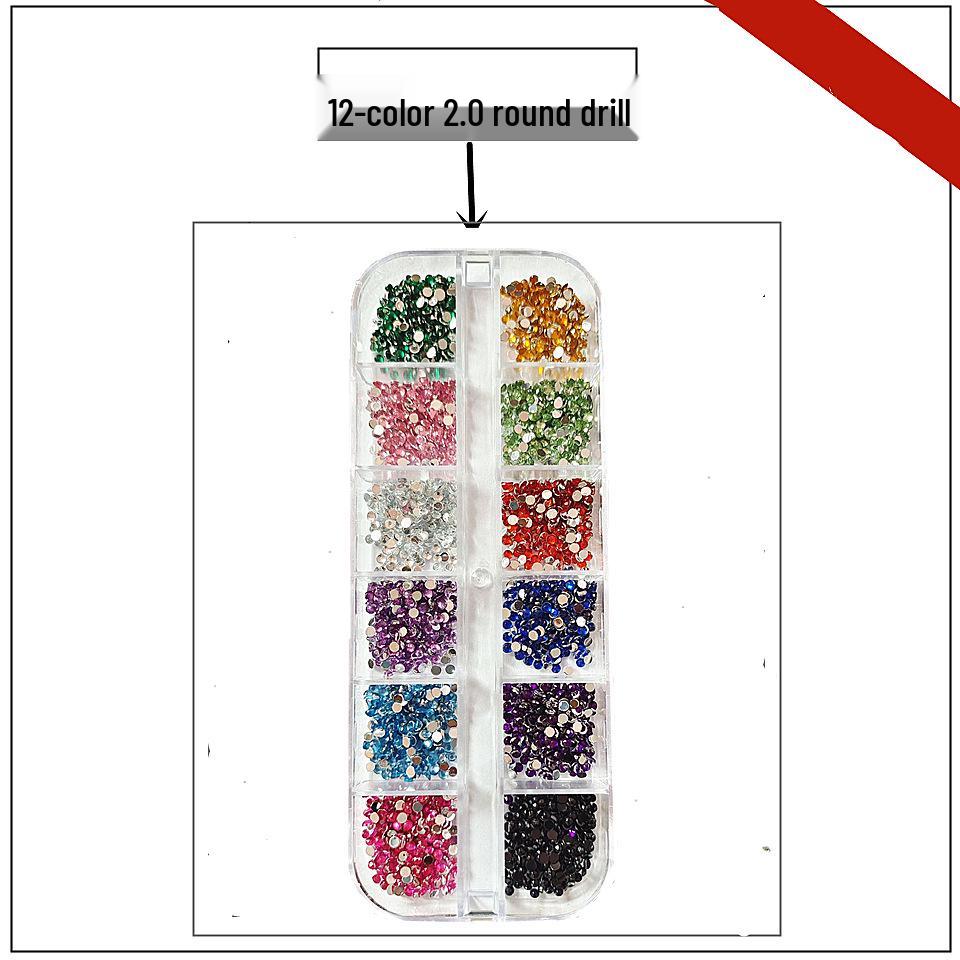 12-Color Silver Star & Butterfly Nail Rhinestones with Heart-Shaped Glitter 13CM long box