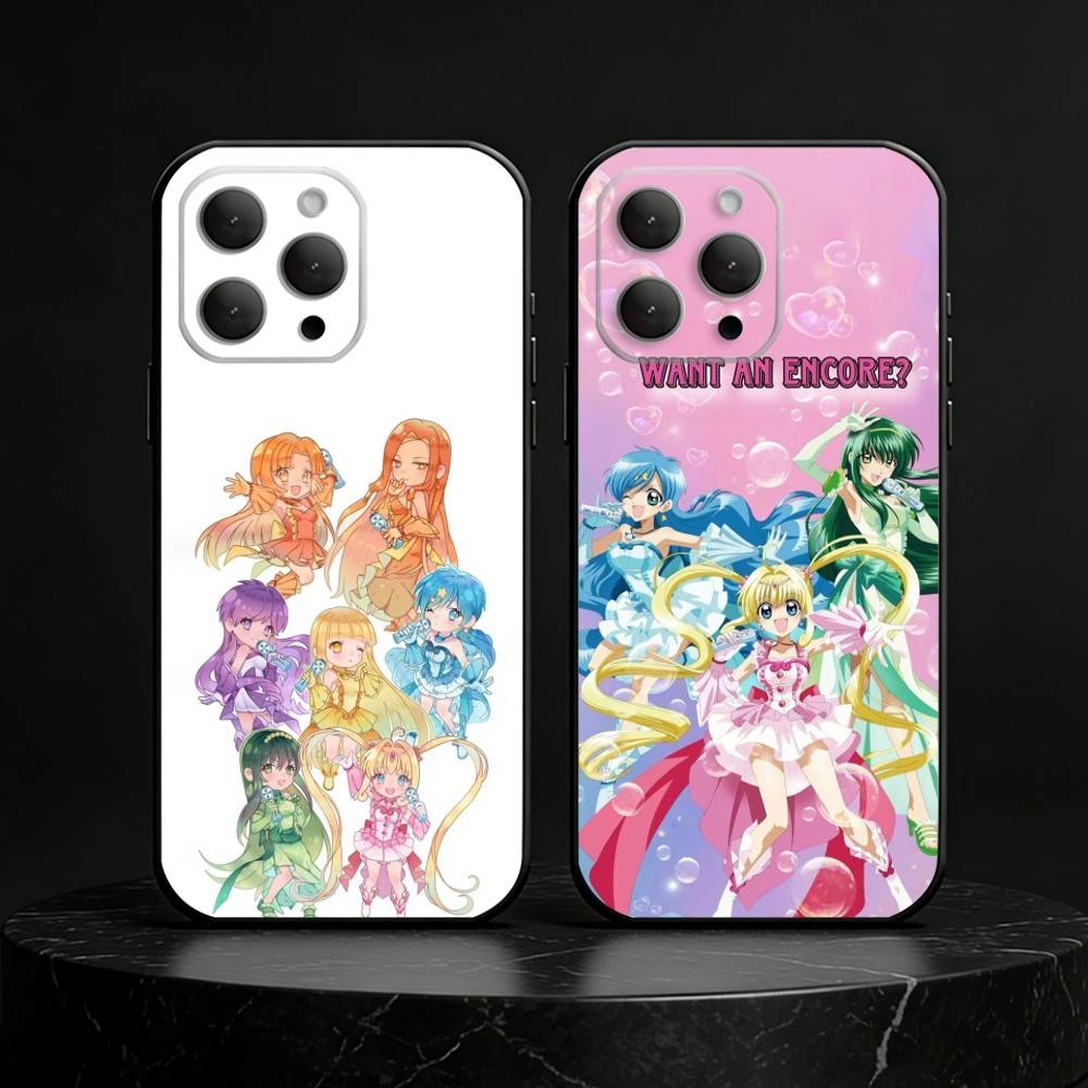Mermaid Melody Pichi Pitch Phone Case For iPhone 17,16,15,14,13,12,11 Plus,Pro Max,SE4Soft Silicone Black Cover
