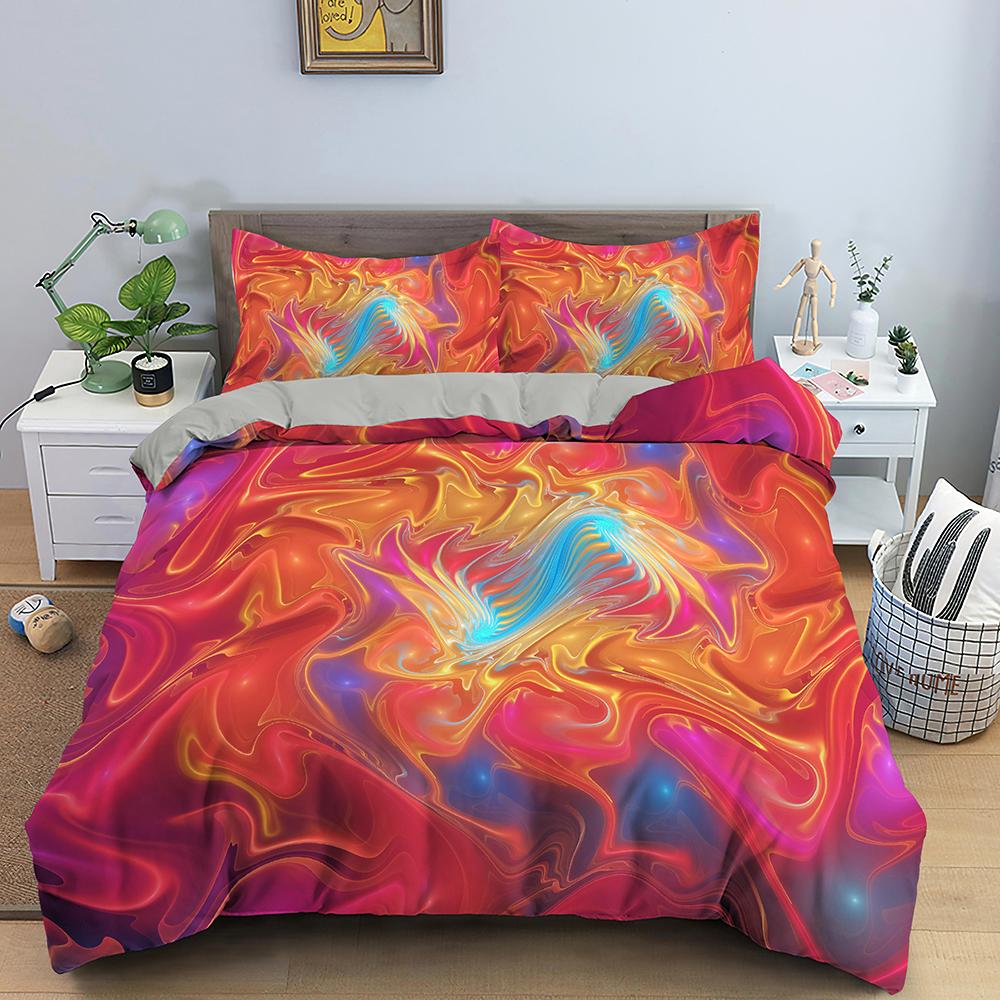 Abstract Duvet Cover Set King Microfiber Blue Psychedelic Bedding Set 2/3 Pcs Queen Size Warped Space Theme Twin Comforter Cover