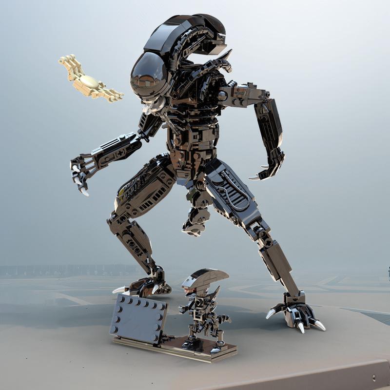 NEW Sci-Fi Movie Alienss Movable Monster Xenomorph Action Figure DIY Bricks Model Desktop Decoration Collectible Xmas Gift