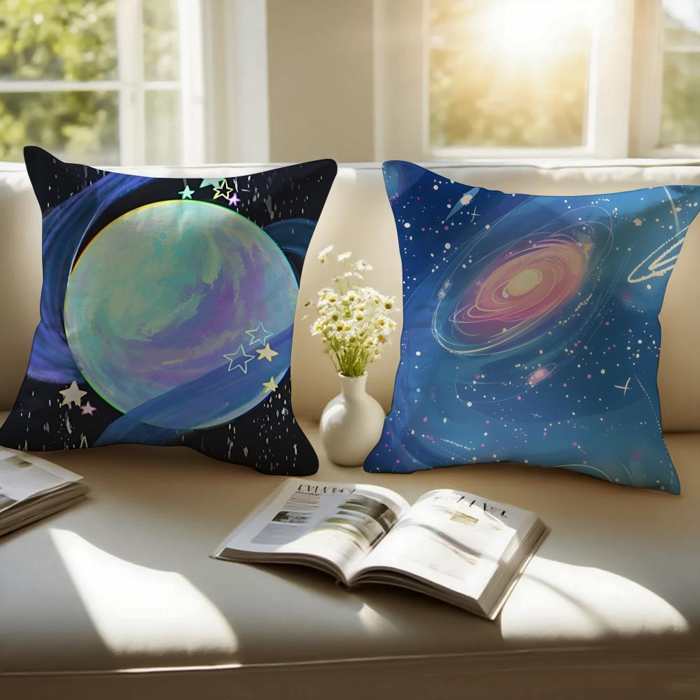 Dreamy Universe Starry SciFi Cushion Cover Pillowcase Antidustmite Invisible Zipper Short Plush Sofa Cushion