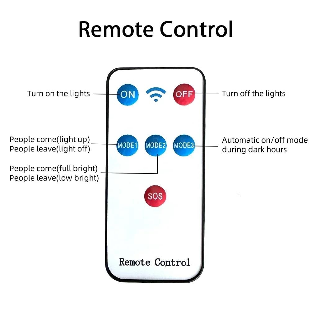 Outdoor Solar Street Light with Remote Control Solar Security Light 6500K Dusk To Dawn Motion Sensor Light for Garden Patio