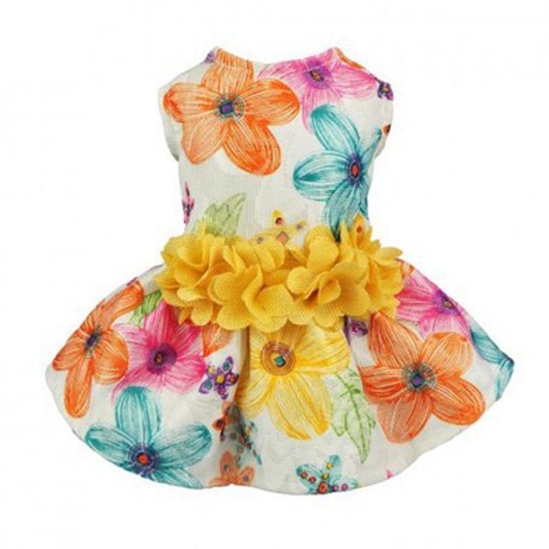 Cute Flower Pet Dress for Dogs Cats Cozy Summer Puppy Skirt Pet Dress Sundress Princess Party Small Dog Skirt Outfit Dog Clothes