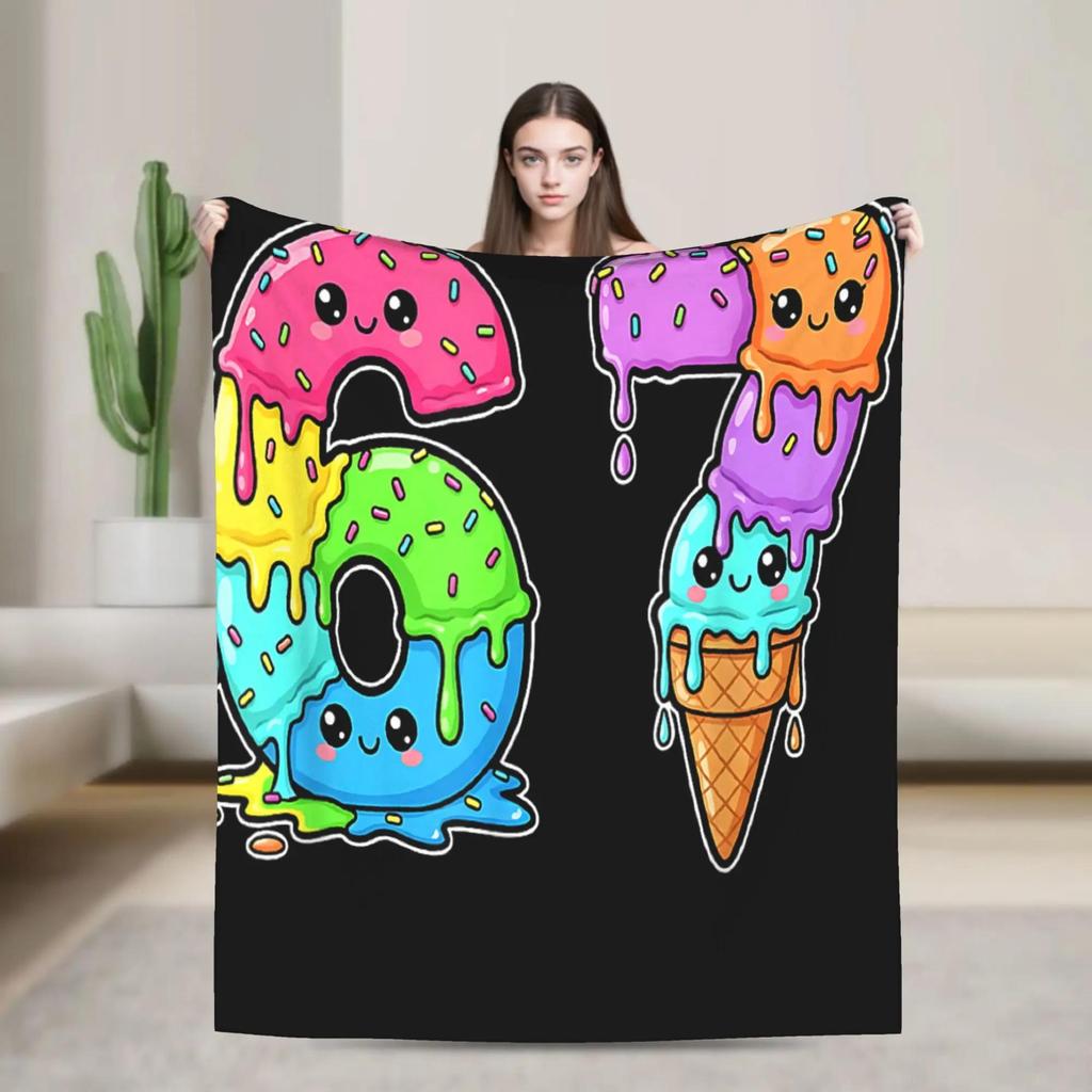 Students Saying Six Seven Meme Teacher Christmas Plush Flannel Throw Blanket for Bed Warmth Outdoor Use