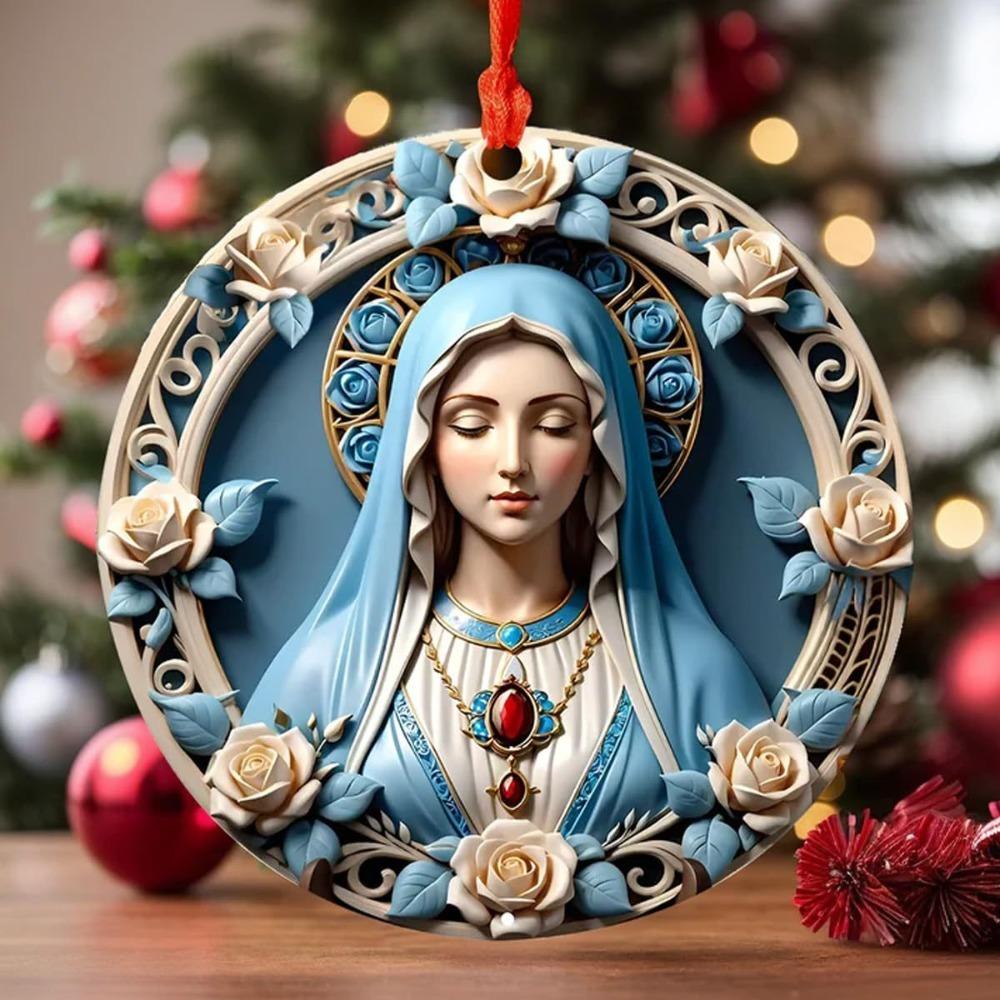 

Blessed Virgin Mary Christmas Character Pendant Acrylic Flat Multifunction Christmas Tree Decoration Decorative Durable Material