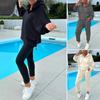 2 st/set Dam Vår Höst Topp Byxor Set Huva Enfärgad Långärmad Hoodie Elastisk Midja Haremsbyxor Sportoutfit Casual Träningsdräkt