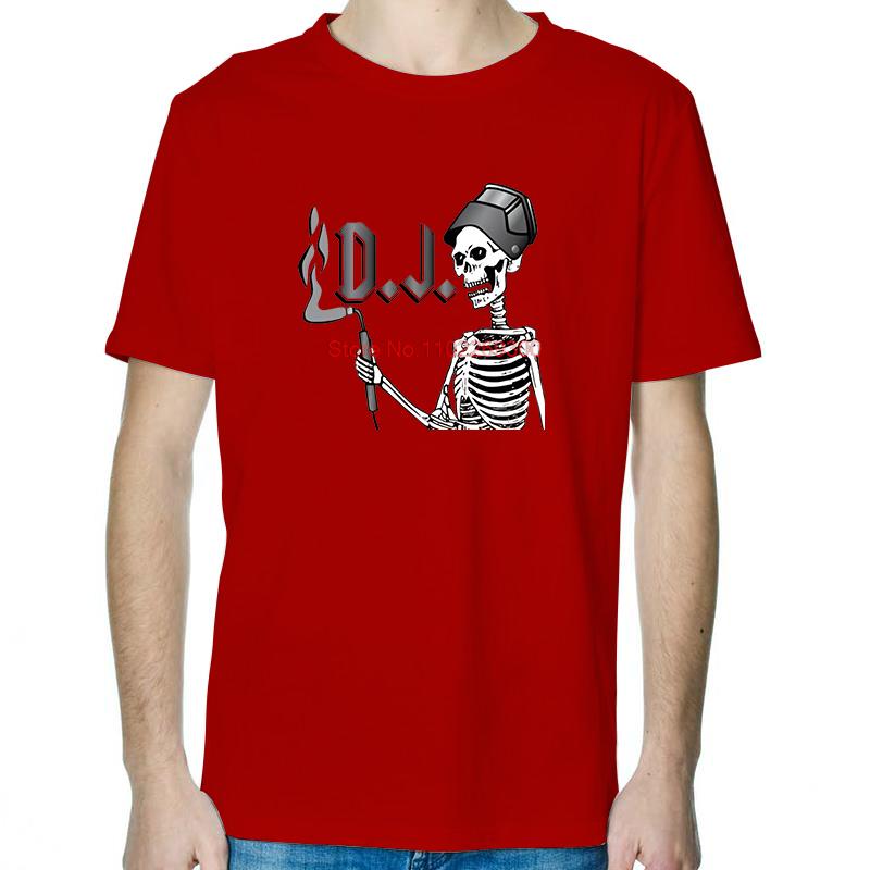 

D J White Welding Skeleton Funny Summer Fashion Tees Tops Cotton Short Sleeve Tee Casual Unisex Streetwear Round Neck TShirt S