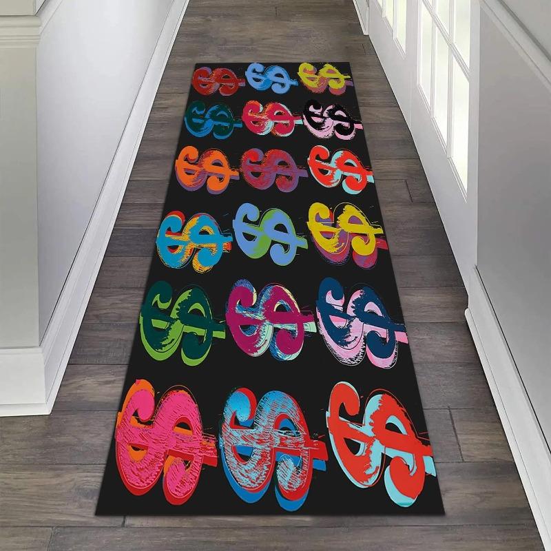 Vibrant Money-Printed Runner Rug Creative Home Decoration Bedside Carpets Zippered Money Bag Art Hallway Entryway Carpet
