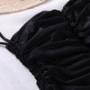 Women's Black Tube Top One-Piece Swimsuit Side Drawstring Tie Sexy Bikini Swimsuit